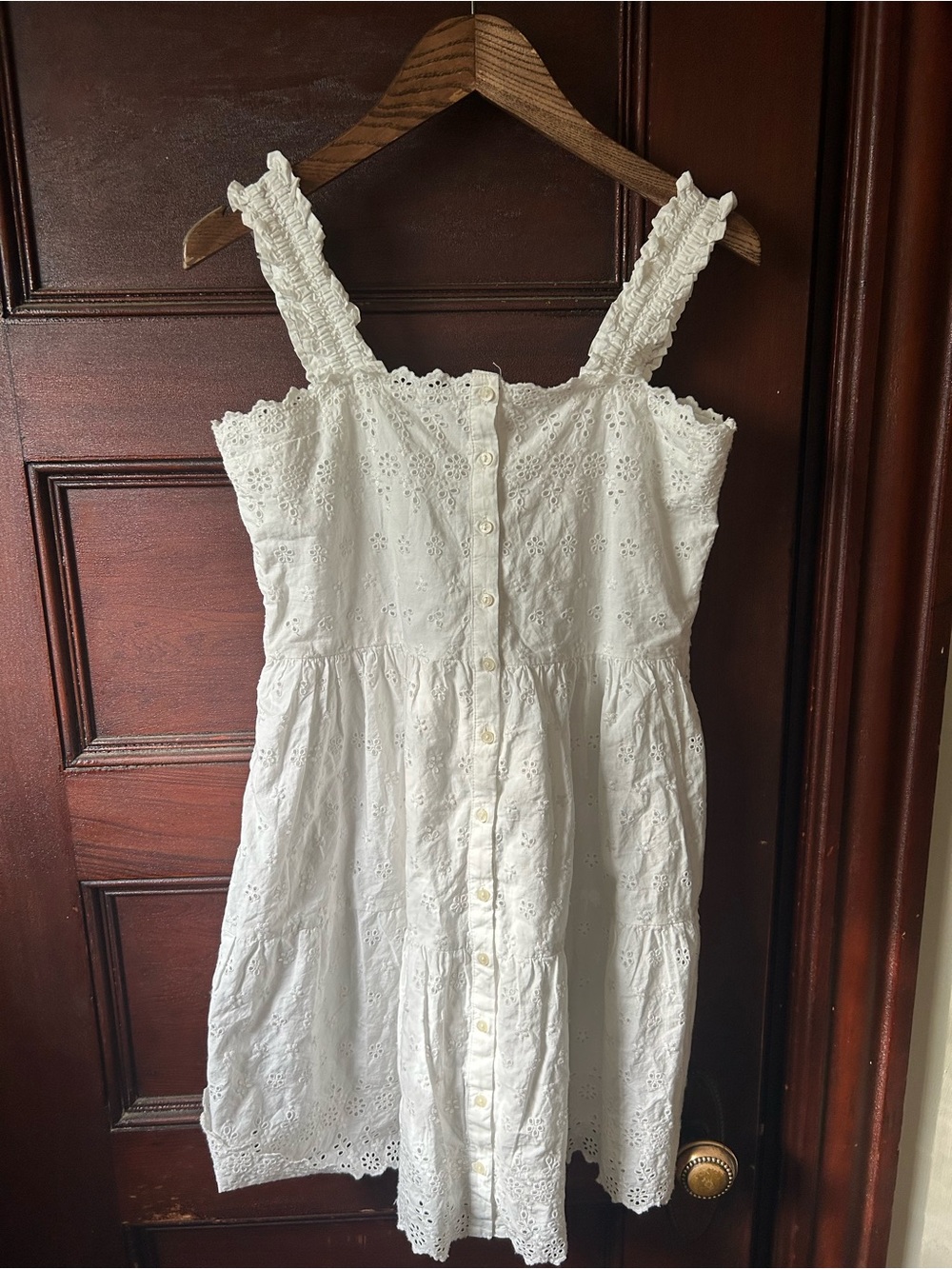 Gap X Doen Girls White Eyelet Ruffle Mini Dress Size XL